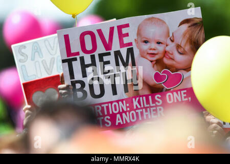 Dublin, Irland. 13/5/2018. Der Pro-leben tand Up for Life" Kundgebung für die Beibehaltung der Achte Änderung im bevorstehenden Referendum über Abtreibung Gesetz findet am 25. Mai. Foto: ASWphoto Credit: ASWphoto/Alamy leben Nachrichten Stockfoto