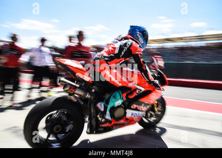 Imola, Italien. 13. Mai 2018. Die Superbike Bikes im 2. Rennen auf der Rennstrecke in Imola Dino und Enzo Ferrari für den italienischen Runde von Imola, Italien. 13. Mai 2018. Die Superbike-WM. Im Bild: 33 Marco Melandri ITA Ducati Panigale R (Aruba.it Racing Ducati). 13/05/2018, Imola, Italien Quelle: Unabhängige Fotoagentur Srl/Alamy leben Nachrichten Stockfoto