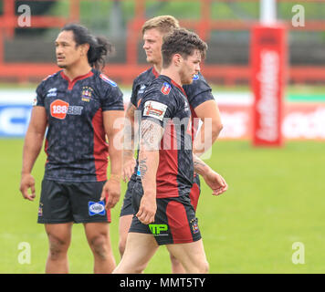 13. Mai 2018, kcom Craven Park, Hull, England; Ladbrokes Challenge Cup Rugby, Rumpf Kr v Wigan Warriors; John Bateman von Wigan Warriors sehen gelb Credit: Aktuelles Bilder/Alamy leben Nachrichten Stockfoto