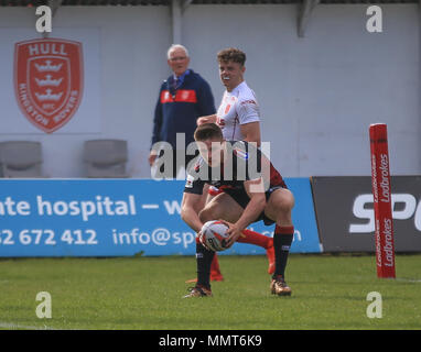 13. Mai 2018, kcom Craven Park, Hull, England; Ladbrokes Challenge Cup Rugby, Rumpf Kr v Wigan Warriors; Liam Marshall von Wigan Warriors scoring versuchen Credit: Aktuelles Bilder/Alamy leben Nachrichten Stockfoto