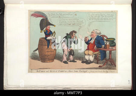 . Satire auf der Krieg der Halbinsel. (Britische politische Karikatur) im Hafen und außerhalb des Hafens oder: Nachrichten aus Portugal. 10. November 1807. Bodleian Bibliotheken, im Hafen von Port oder - Nachrichten aus Portugal Stockfoto