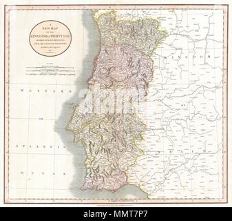 . Englisch: Dies ist eine beeindruckende 1811 Karte von Portugal durch die wichtigen Späten 18./frühen 19. Jahrhundert Edinburgh Kartograph Johannes Cary. Zeigt das Land und seine Regionen. Der beliebte Badeort der Provinz Algarve, als sein eigenes Königreich aufgeführt. Vom, London, 21. April 1811. Eine neue Karte des Königreichs Portugal. In den Provinzen aufgeteilt. Von den neuesten Behörden.. 1811. 1811 Cary Karte des Königreichs Portugal - Geographicus - Portugal - Cary-1811 Stockfoto