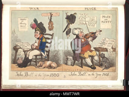 . Satire auf den Frieden von Amiens, 1802. (Britische politische Karikatur) John Bull im Jahr 1800! John Bull im Jahr 1801!. 12. Oktober 1801. Bodleian Bibliotheken, John Bull im Jahre 1800 John Bull im Jahr 1801 Stockfoto