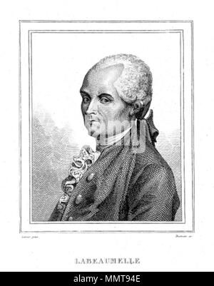 . Englisch: Portrait von Laurent Angliviel de La Beaumelle (1727-1773), französischer Schriftsteller Français: Porträt gravé de Laurent Angliviel de La Beaumelle (1727-1773). Vor 1814. La Beaumelle-Latour Stockfoto
