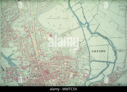 . Ordnance Survey map, 25 Zoll, 1. Auflage; Maßstab 1:2.500. Auszug aus Blech mit einer Fläche im Norden und Osten von Carfax, Oxford [Oxfordshire Blatt XXXIII. 15: Zentrale Oxford Park Town; Osten Marston Road] - Ordnance Survey County Serie 25-Zoll erste Ausgabe. 1876. Bodleian Bibliotheken, Oxfordshire Blatt XXXIII 15 - zentrale Oxford Park Town Ost nach Marston Road Stockfoto