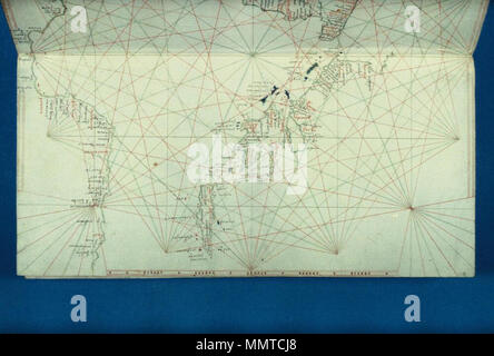 . Venezianische beleuchtete portolan Codex. Eines der sieben Öffnungen dieses Horoskop, das würde, wenn verbunden, Maß 860 x 460 mm [Portolan Codex. Zentralen Mittelmeer; das Ionische Meer; Golf von Korinth; Golf von Sirte]. 1400. Bodleian Bibliotheken Portolan codex Zentralen Mittelmeer das Ionische Meer Golf von Korinth Golf von Sirte Stockfoto