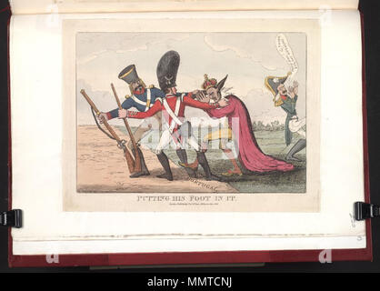 . Satire auf der Krieg der Halbinsel. (Britische politische Karikatur) Setzt seinen Fuß in it. 1826. Bodleian Bibliothek und setzte seinen Fuß in Es Stockfoto