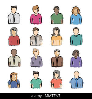 Eine Vielfalt von bunten skizziert Menschen Symbole Stockfoto