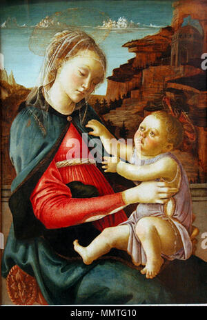 Français: La Vierge et l'Enfant, dite Madone des Guidi de Faenza. von 1465 bis 1470. Botticelli - Madone des Guidi de Faenza Stockfoto