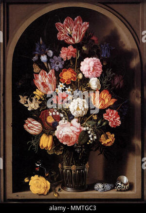 Englisch: Die Zustellung der Blumen in einer Vase. 1618. Die Zustellung der Blumen in einer Vase 1618 Ambrosius Bosschaert Stockfoto