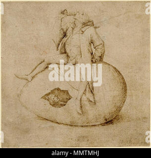 . Englisch: aus einem Glas trinkt, des Narren Christbaumkugel durch das Loch im Ei ein Narr versucht, eine leere Eier auszubrüten. 1569. Bruegel, Pieter ich nach - ein Narr versucht, eine leere Eier auszubrüten Stockfoto