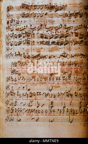 . Englisch: Nr. 71 von Johann Sebastian Bachs Matthäuspassion, BWV 244 English: Johann Sebastian Bach, Matthäuspassion, Autograph von Nr. 71. ca. 1736. Johann Sebastian Bach (1685 - 1750) Alternative Namen J. S. Bach; Bach; J.S.Bach; J S Bach Beschreibung deutsche Komponist und Musiker Geburtsdatum / Tod 21. März 1685 (im Julianischen Kalender) vom 28. Juli 1750 Ort der Geburt / Todes Eisenach Leipzig Arbeiten Zeitraum zwischen 1703 und 1749 Arbeiten Standort Eisenach, Ohrdruf, Lüneburg, Weimar, Arnstadt, Mühlhausen, Weimar, Köthen, Leipzig Authority control: Q 1339 VIAF:?:? ISNI 12304462 0000 0 Stockfoto