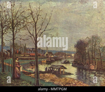 English: Waschplatz von Pontoise Français: La Seine á Port-Marly, Le Lavoir. 1972. Camille Pissarro 045 Stockfoto