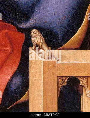 . Deutsch: Das mérode Altarbild (Zentrale) Öl auf Holz, 64,1 x 117,8 cm Metropolitan Museum of Art, New York Mérode Altarbild. zwischen 1425 und 1428. Campin merode Altarbild zentrale Detail 5. Stockfoto