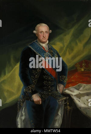 . Español: Retrato del Rey Carlos IV. de España (1748-1819), Que fue hijo del Rey Carlos III y de la Reina María Amalia de Sajonia. Polski: Portret króla Karola IV Francisca Ri, kopia portretu z 1789 roku. Retrato del Rey Carlos IV. de España. 1789. Carlos IV (Goya) 1790 Stockfoto