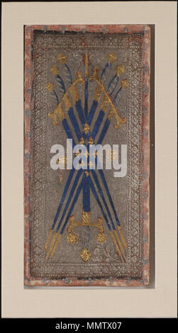 . Englisch: Sieben der Schwerter aus der Visconti tarot Deck. Italiano: Sette di Spade del mazzo Tarocchi Visconti di Modrone, detti anche Cary-Yale. . 15. Jahrhundert. Bonifacio Bembo (1420 - 1480) Alternative Namen BEMBO, Bonifazio Beschreibung italienischen Maler und illuminator Datum der Geburt / Tod 1420 nach 1477 Ort der Geburt / Todes Brescia Mailand Arbeit Periode 1447 - 1477 Arbeit Ort Mailand Authority control: Q 2486190 VIAF:?? 500021037 13191706 ULAN: WGA:? BEMBO, Bonifazio GND:? 122469453 RKD:?6348 Cary-Yale Tarot Deck - Sieben der Schwerter Stockfoto