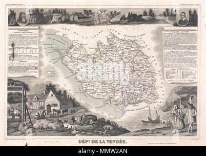 1852 Levasseur Karte der Abteilung De La Vendee, Frankreich (Fiefs Vendéens Weine) - Geographicus - Vendee - levasseur-1852 Stockfoto