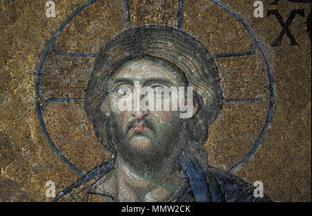 . Englisch: Detail der Christus Pantokrator in der Hagia Sophia Polski: Wizerunek Chrystusa w tradycji wschodniej. Foto: 2004. Foto: L Dingley Christus Symbol Stockfoto