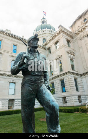 Coal miner Statue in Indianapolis Indiana Stockfoto