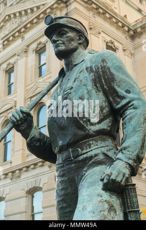 Coal miner Statue in Indianapolis Indiana Stockfoto