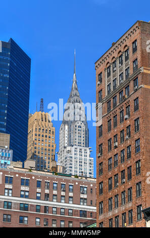 New York City - 14. April 2018: Chrysler Building Blick von Midtown Manhattan, New York City. Stockfoto