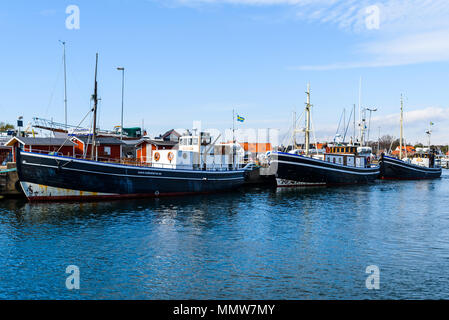 Raa-Hafen, Helsingborg, Schweden - 29 April, 2018: Dokumentation des täglichen Lebens und. Fischerboote chartern und Angeltouren im Ha günstig Stockfoto