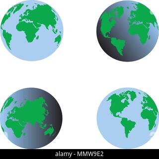 Blue Earth Set 3D-Vektor Stock Vektor