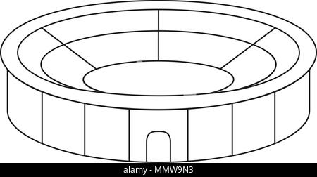 Line Art schwarzen und weißen Sport Stadion Stock Vektor