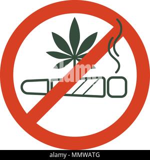 Keine Drogen erlaubt. Marihuana gemeinsame, spliff, mit verbotenen Zeichen - keine Droge. Cannabis zigarette Symbol in Verbot roten Kreis. Anti Drogen. Nur Nein sagen. Stock Vektor