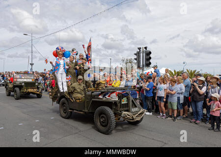 Willys MB Jeep an Guernseys Liberation Day Parade Stockfoto