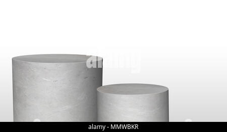 Produkt anzeigen Zylinder stand von Grau stoneconcrete in zwei Schritt mit Kopie Platz gemacht für die Anzeige der Inhalte Design oder Ihren Hintergrund ersetzen, Banne Stockfoto