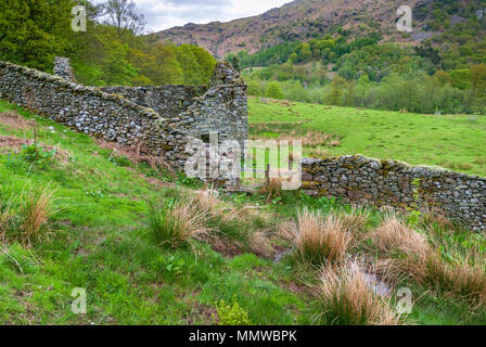 Ruine Cottage. Der Lake District. Die Seen. Rydal. Stockfoto