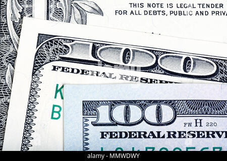 Alte Ende neue Rechnungen von 100 US Dollar auf notes Hintergrund. Stockfoto