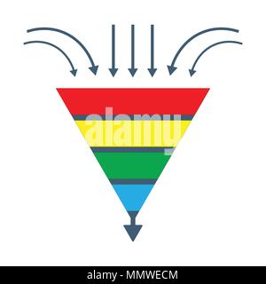 Vektor isoliert Abbildung: eine Konvertierung führen trichter- oder Verkäufe generation Grafik. Stock Vektor