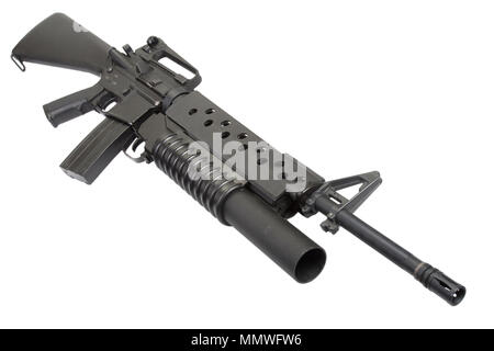 Eine M16 A4 Rifle mit einem M203 Granatwerfer ausgestattet Stockfoto