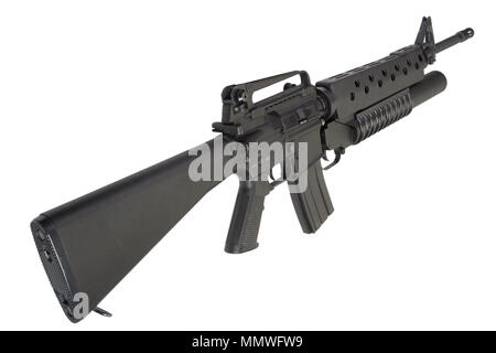 Eine M16 A4 Rifle mit einem M203 Granatwerfer ausgestattet Stockfoto