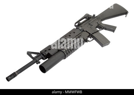 Eine M16 A4 Rifle mit einem M203 Granatwerfer ausgestattet Stockfoto