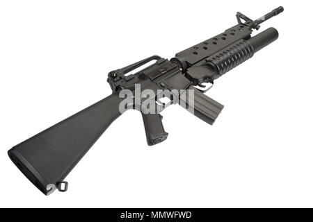 Eine M16 A4 Rifle mit einem M203 Granatwerfer ausgestattet Stockfoto