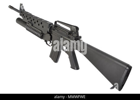 Eine M16 A4 Rifle mit einem M203 Granatwerfer ausgestattet Stockfoto