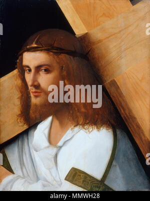 Englisch: Christus das Kreuz tragen. von 1505 bis 1510. Kreis von Giovanni Bellini - Jesus das Kreuz tragen Stockfoto