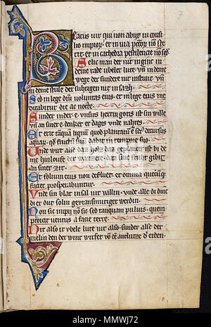 . Deutsch: Codex Lichtenthal 37, aus dem Wormser Kloster Kirschgarten, von der Nonne Anna von Bolanden (+ 1320) stammend, Titelblatt des Psalters. . 1290 zeitgenössischer Schreiber Codex Lichtenthal 37, Titelseite Psalter Stockfoto