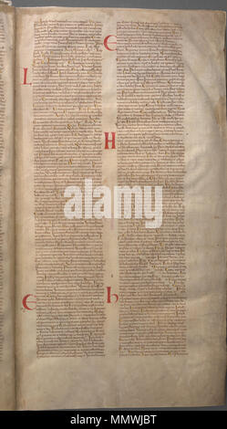 . Der Codex gigas (Englisch: Giant Buch) ist die größte erhaltene mittelalterliche Handschrift in der Welt. Es wird auch als Bibel des Teufels aufgrund einer großen Abbildung des Teufels auf der Innenseite und der Legende um seine Schöpfung bekannt. Es wird gedacht, im frühen 13. Jahrhundert geschaffen wurde, das Benediktinerkloster von Podlažice in Böhmen (Tschechische Republik). Es enthält die Vulgata Bibel sowie viele historische Dokumente alle in Latein geschrieben. Während des Dreißigjährigen Krieges im Jahre 1648 wurde die gesamte Sammlung wurde von der schwedischen Armee, sie werden zur Beute, und jetzt ist es an der Natio erhalten Stockfoto