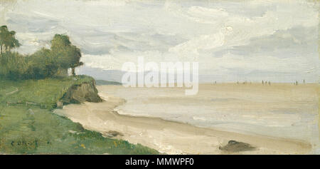 G -001693-20120217.jpg Jean-Baptiste-Camille Corot, Strand in der Nähe von Etretat, Französisch, 1796-1875, C. 1872, Öl auf Leinwand, Ailsa Mellon Bruce Sammlung Jean-Baptiste-Camille Corot-Plage près de Etretat (c.1872) Stockfoto