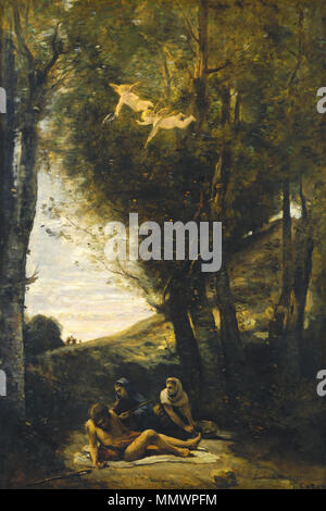 E -000999-20120309.jpg Jean-Baptiste-Camille Corot, Sankt Sebastian Half durch die heiligen Frauen, Französisch, 1796 - 1875, 1874, Öl auf Leinwand, Timken Sammlung Jean-Baptiste-Camille Corot-Saint Sébastien secouru par les Saintes femmes (1874) Stockfoto