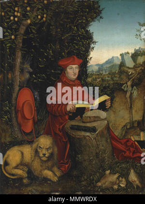 Lucas Cranach d. Ä. - Kardinal Albrechts von Brandenburg als Heiliger Hieronymus Stockfoto