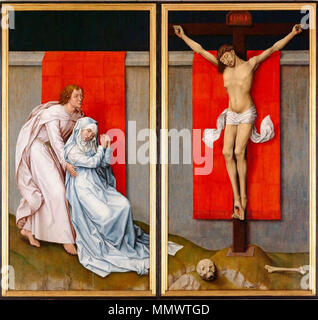 . Kreuzigung Diptychon (C. 1460) von Rogier van der Weyden, John G. Johnson Sammlung, Philadelphia Museum of Art. ca. 1460.. Rogier van der Weyden. Kreuzigung Diptychon (Rogier van der Weyden) Stockfoto