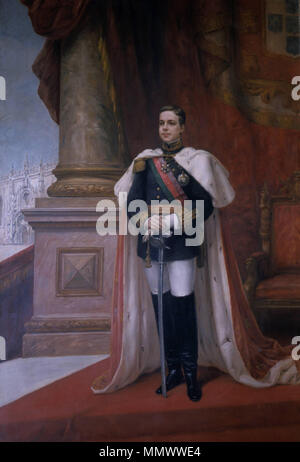 . Englisch: Porträt von König Manuel II. von Portugal in Lissabon Rathaus (1908), von Veloso Salgado. Português: Retrato de D. Manuel II, nos Paços do Concelho de Lisboa (1908), por Veloso Salgado. D.Manuel II (1908) - veloso Salgado Stockfoto