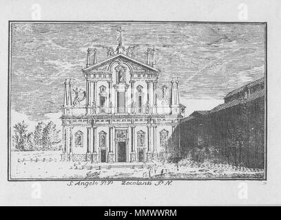 . Italiano: Marc'Antonio Dal Re (1697-1766), Sant'Angelo, <dei > padri Zoccolanti a Milano. Incisione Questa è La n. 24 di una Serie di 88 Vedute di Milano pubblicata da Del Re attorno al 1745. Englisch: Marc'Antonio Dal Re (1697-1766), Sant'Angelo, im Besitz der Franziskaner in Mailand. Diese Gravur ist #24 aus einer Reihe von Ansichten 88 Vedute di Milano (Mailand) veröffentlicht durch Del Re 1745. Dal Re, Marc'Antonio (1697-1766) - Vedute di Milano - 24 - S. Angelo PP. Zoccolanti-Ca. 1745 Stockfoto