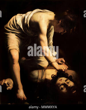 Englisch: David und Goliath Polski: dawid ich Goliat. um 1600. David und Goliath-Caravaggio (C1610) Stockfoto