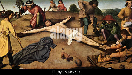 Christus ans Kreuz genagelt. ca. 1481. Gerard David - Christus ans Kreuz genagelt - WGA 6002 Stockfoto
